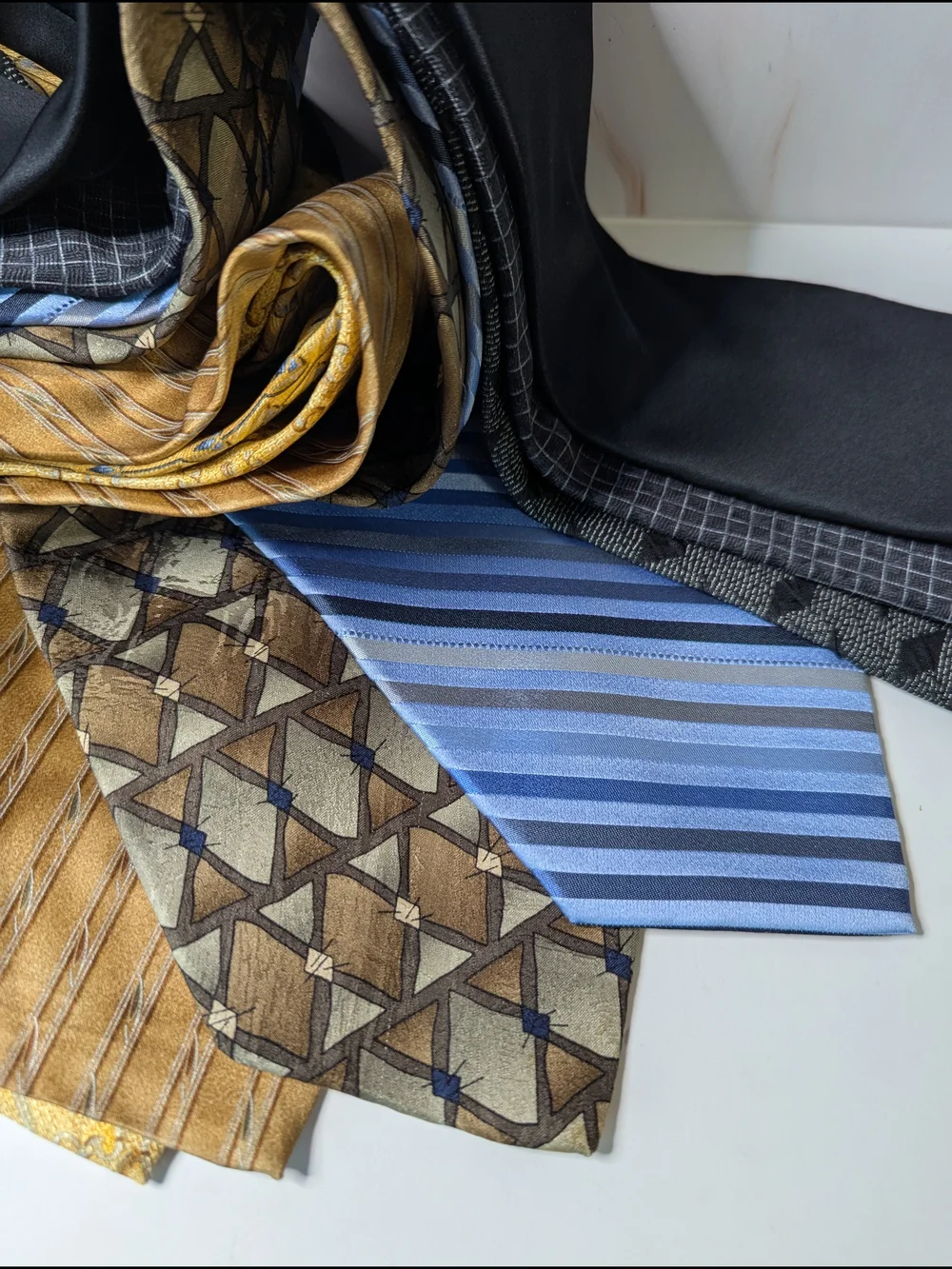 Men's Multi-Color Silk Necktie Set — Yellow, Blue, Brown & Black